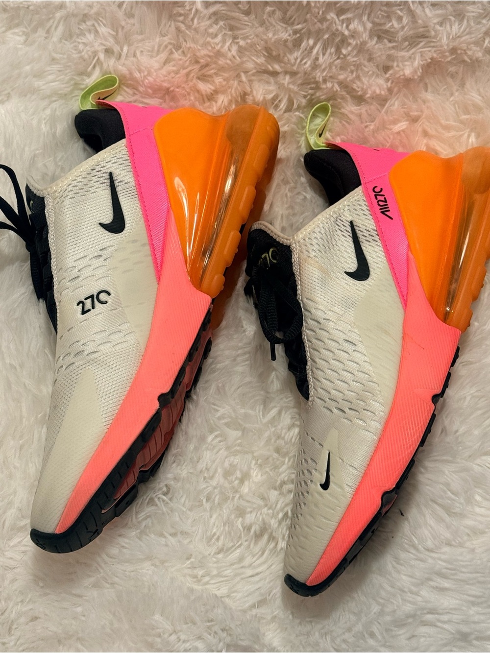 Nike Air Max 270 Women’s Athletic Shoes White Pink Orange Lime Accent - Picture 6 of 7